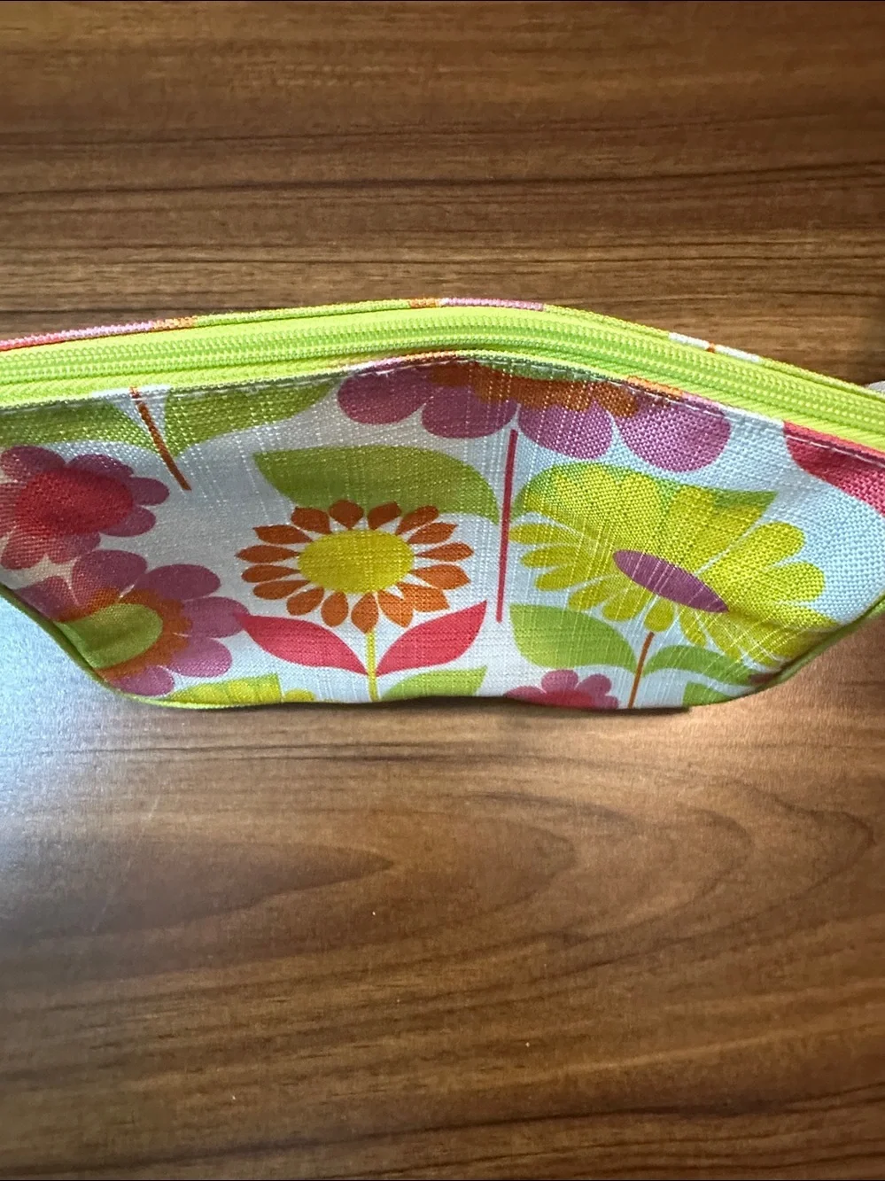 Clinique Floral Canvas Cosmetic Pouch - Pink, Yellow & Green